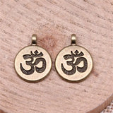 100pcs Antique Silver Om Pendant Charm Round Double Sided Pendants
