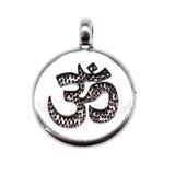 100pcs Antique Silver Om Pendant Charm Round Double Sided Pendants