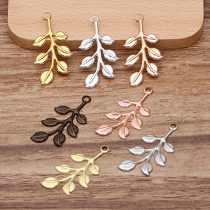 100pcs 19x37mm Gold/ Silver Plated Leaf Filigree Brass Pendant Charms