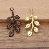 100pcs 19x37mm Gold/ Silver Plated Leaf Filigree Brass Pendant Charms