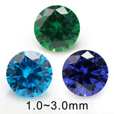 100pcs Green Seablue CZ Stones AAAAA Round Brilliant Loose CZ Stones