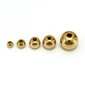 100pcs Metal Brass Beads Smooth Round Beads DIY Loose Bead Accessories