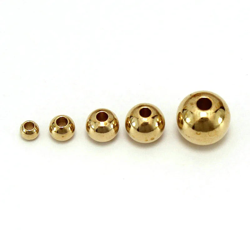 100pcs Metal Brass Beads Smooth Round Beads DIY Loose Bead Accessories
