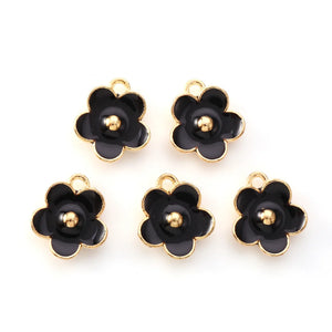 100pcs Flower Charms Alloy Enamel Pendants for Jewelry Making DIY