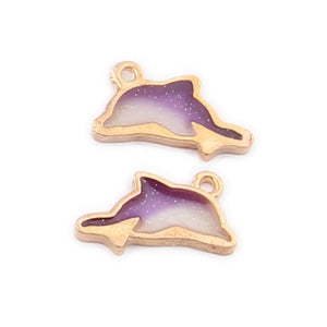 100pcs 20*10mm Dolphin Drop Oil Alloy Pendant DIY Jewelry Accessories