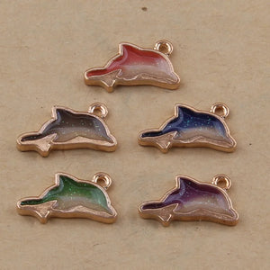 100pcs 20*10mm Dolphin Drop Oil Alloy Pendant DIY Jewelry Accessories