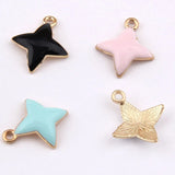 100pcs 20*16mm Drip Oil 4-Pointed Star Pendant Jewelry Accessories
