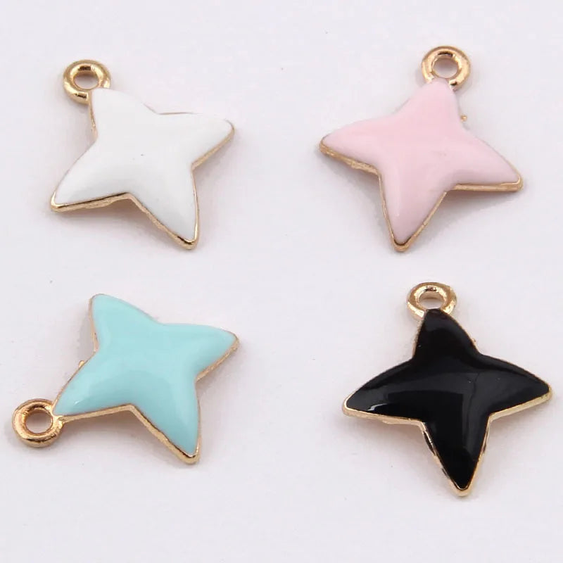 100pcs 20*16mm Drip Oil 4-Pointed Star Pendant Jewelry Accessories