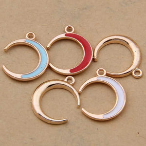 100pcs Moon Drop Oil Pendant Alloy Accessories
