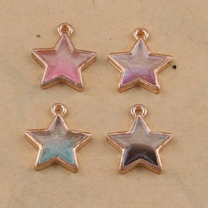 100pcs 20*16mm Star Gradient Oil Drop Alloy Earrings Pendant DIY Jewelry