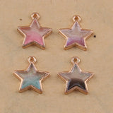100pcs 20*16mm Star Gradient Oil Drop Alloy Earrings Pendant DIY Jewelry