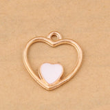 100pcs Double Heart Oil Drop Pendant Alloy Jewelry Accessories