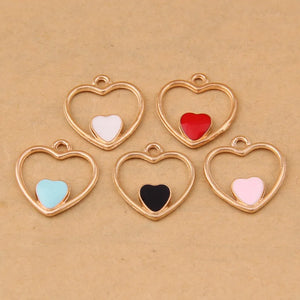 100pcs Double Heart Oil Drop Pendant Alloy Jewelry Accessories