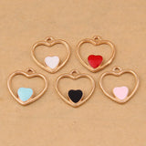 100pcs Double Heart Oil Drop Pendant Alloy Jewelry Accessories