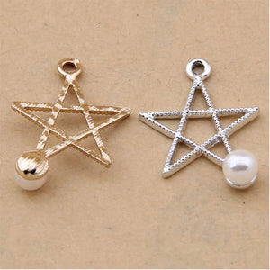 100pcs Pearl Pentagram Small Pendant DIY Alloy Bracelet Earring Accessories