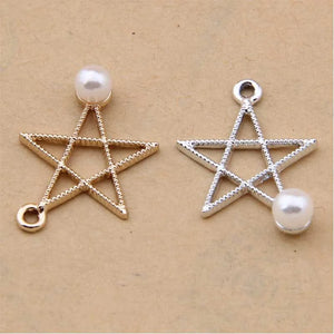 100pcs Pearl Pentagram Small Pendant DIY Alloy Bracelet Earring Accessories