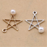 100pcs Pearl Pentagram Small Pendant DIY Alloy Bracelet Earring Accessories