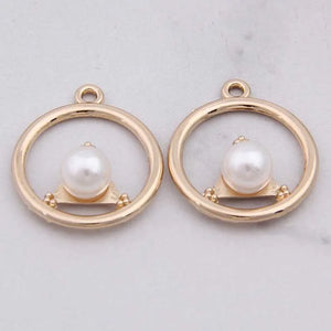 100pcs Round Pearl Oil Pendant DIY Bracelet Ear Accessories