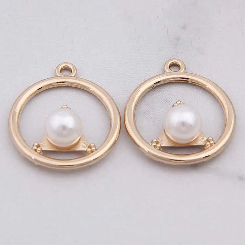 100pcs Round Pearl Oil Pendant DIY Bracelet Ear Accessories
