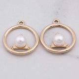 100pcs Round Pearl Oil Pendant DIY Bracelet Ear Accessories