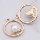 100pcs Round Pearl Oil Pendant DIY Bracelet Ear Accessories