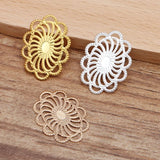 100pcs Metal Brass Filigree Flowers Stamping Plate 20*26mm DIY Jewelry Findings
