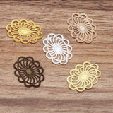 100pcs Metal Brass Filigree Flowers Stamping Plate 20*26mm DIY Jewelry Findings