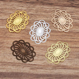 100pcs Metal Brass Filigree Flowers Stamping Plate 20*26mm DIY Jewelry Findings