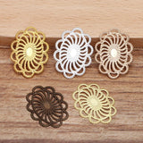 100pcs Metal Brass Filigree Flowers Stamping Plate 20*26mm DIY Jewelry Findings