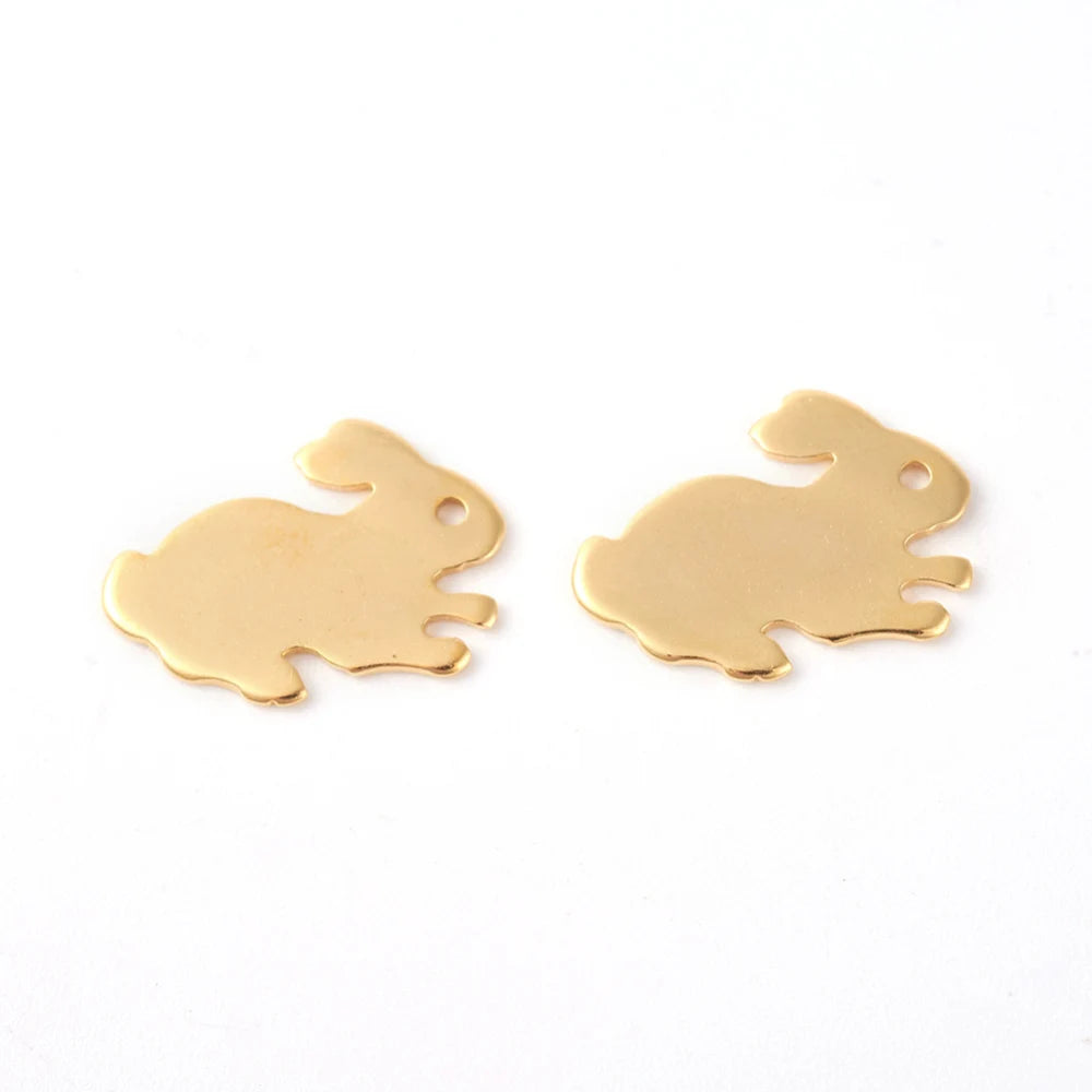 100pcs 201 Stainless Steel Bunny Pendants Rabbit Stamping Blank Tag