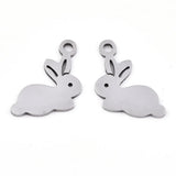 100pcs 201 Stainless Steel Rabbit Charms Pendant for DIY Jewelry 14.5x13x0.9mm