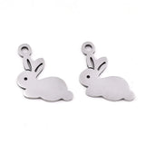 100pcs 201 Stainless Steel Rabbit Charms Pendant for DIY Jewelry 14.5x13x0.9mm