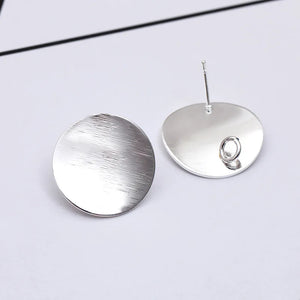 100pcs 20mm Metal Stud Earrings with Loop Gold/Silver Round Earrings DIY