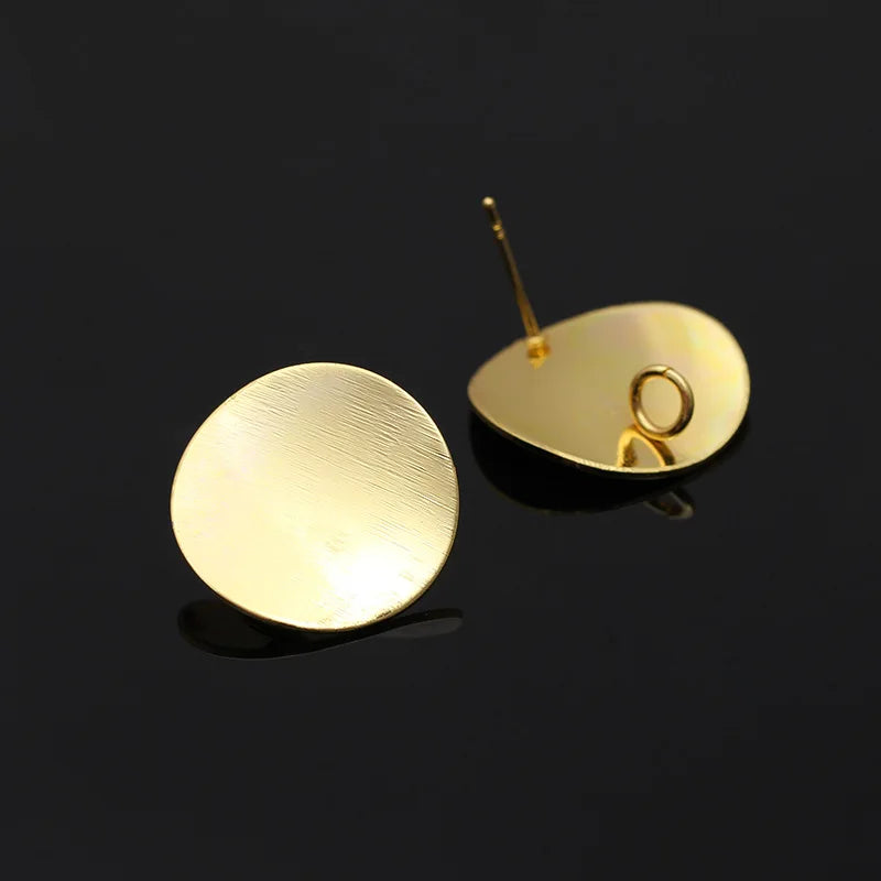100pcs 20mm Metal Stud Earrings with Loop Gold/Silver Round Earrings DIY