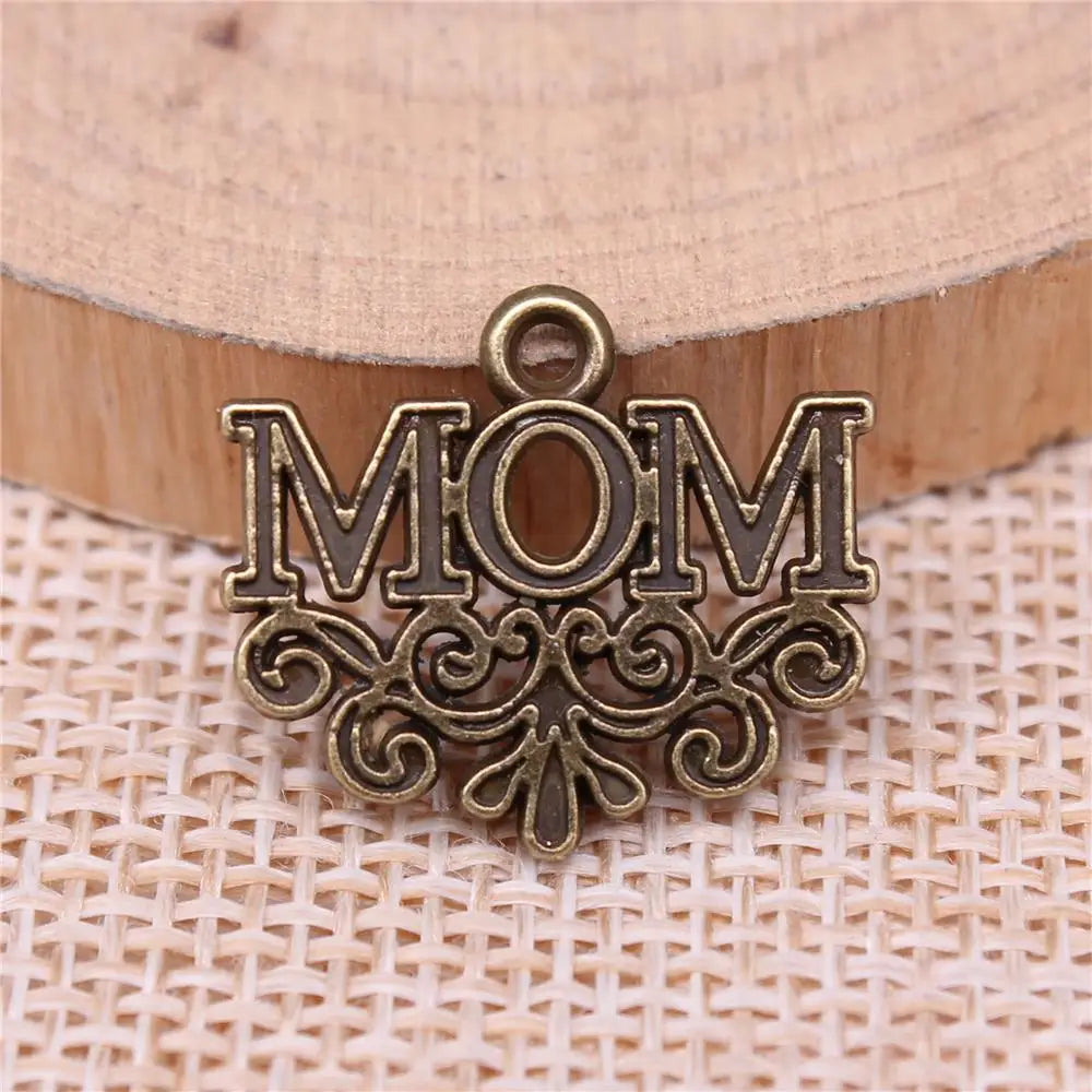 100pcs 20x17mm Mom Charm Jewelry Making Accessories Antique Silver Bronze