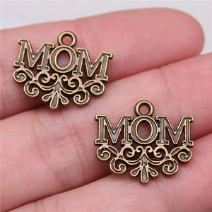 100pcs 20x17mm Mom Charm Jewelry Making Accessories Antique Silver Bronze