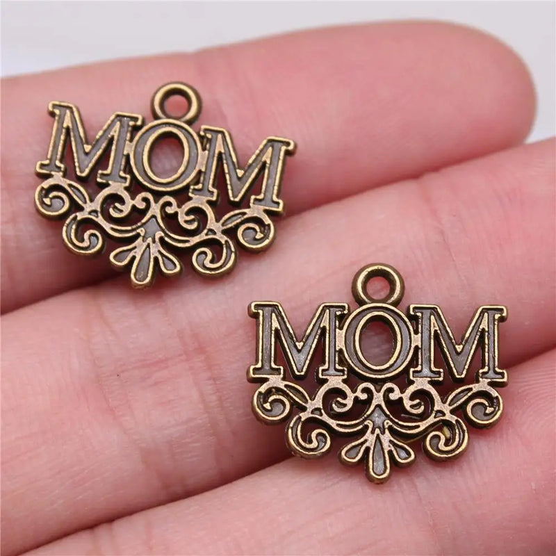 100pcs 20x17mm Mom Charm Jewelry Making Accessories Antique Silver Bronze