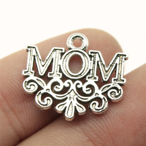 100pcs 20x17mm Mom Charm Jewelry Making Accessories Antique Silver Bronze
