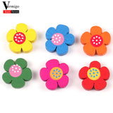 100pcs 20x20mm Wooden Flowers Spacer Beads For DIY Bracelet Making