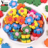 100pcs 20x20mm Wooden Flowers Spacer Beads For DIY Bracelet Making