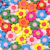 100pcs 20x20mm Wooden Flowers Spacer Beads For DIY Bracelet Making