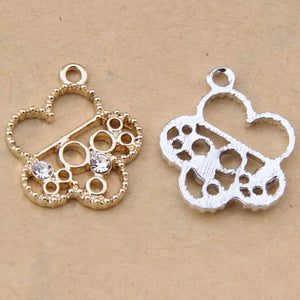 100pcs Flower Hollow Point Drill Pendant DIY Alloy Bracelet Earring Accessories