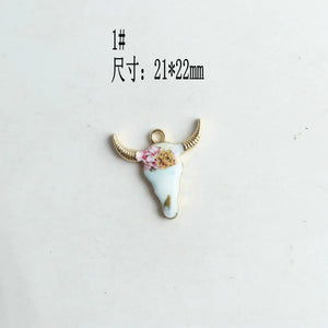 100pcs 21*22mm Bull Head Pattern Alloy Pendant for Bracelet Hair Accessories