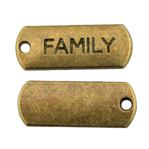 100pcs 21x8mm Family Tag Charm Pendant for Jewelry Making