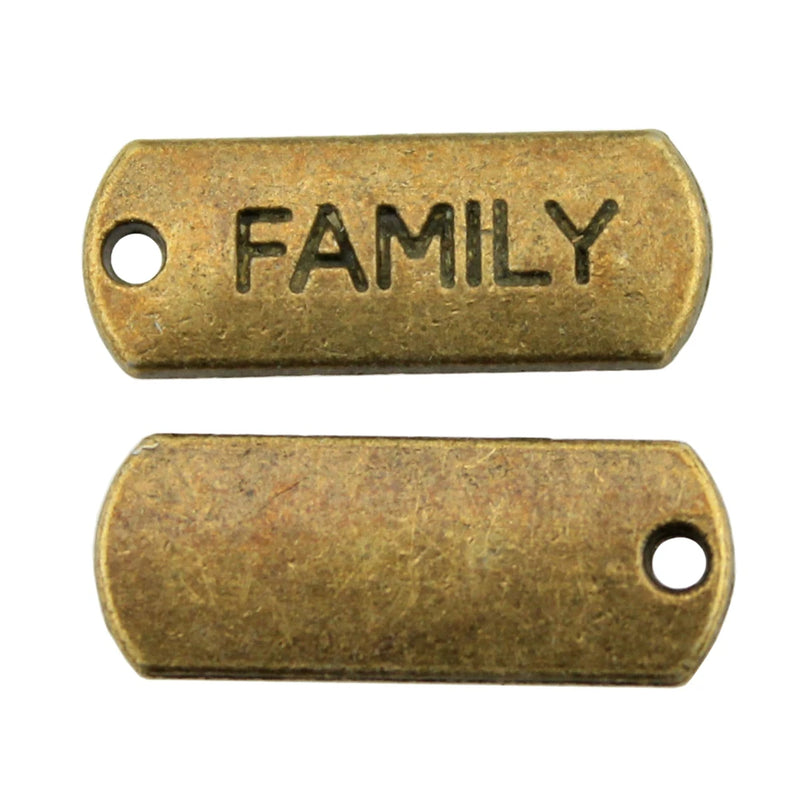 100pcs 21x8mm Family Tag Charm Pendant for Jewelry Making