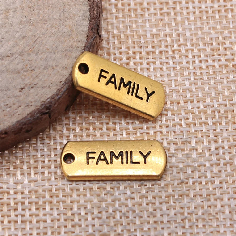 100pcs 21x8mm Family Tag Charm Pendant for Jewelry Making