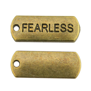 100pcs 21x8mm Charm Fearless Tag Fearless Tag Charm Fearless Tag Pendant