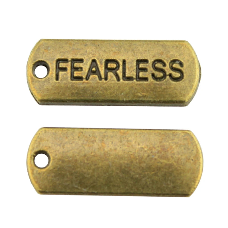 100pcs 21x8mm Charm Fearless Tag Fearless Tag Charm Fearless Tag Pendant