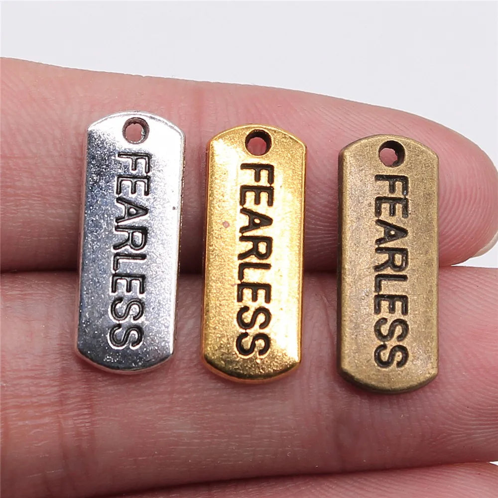 100pcs 21x8mm Charm Fearless Tag Fearless Tag Charm Fearless Tag Pendant