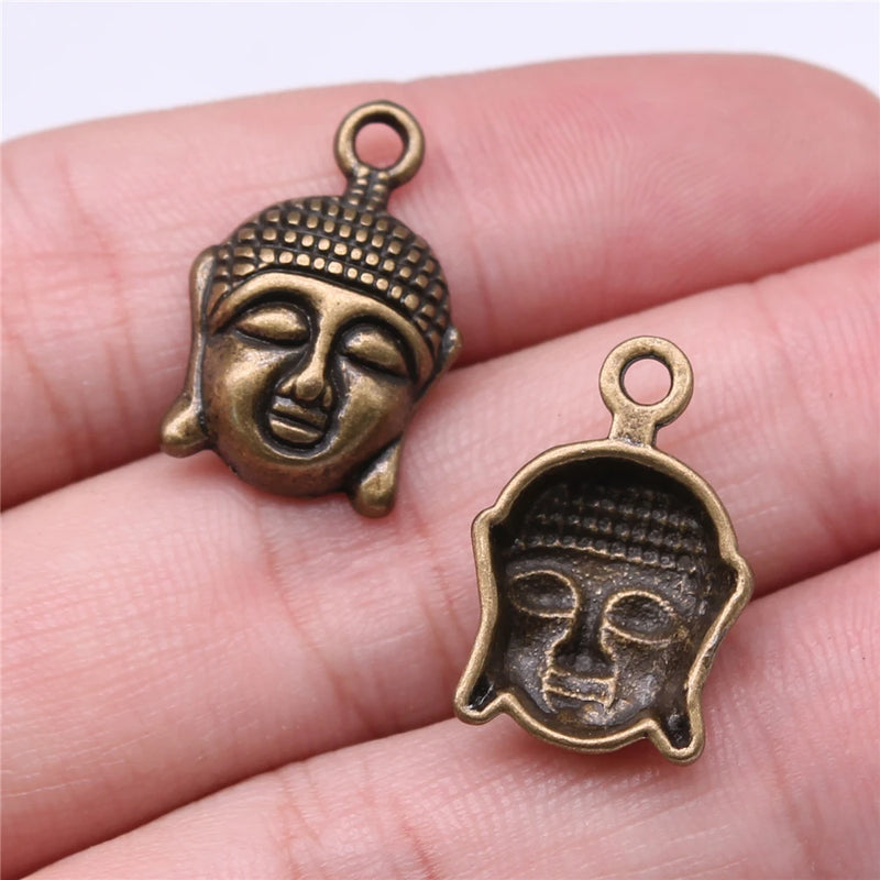 100pcs Buddha Head Pendants 22x15mm Antique Silver/Bronze Charm